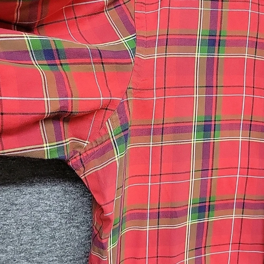 Ralph Lauren Blue Label Dress Shirt Red Plaid Long Sleeve Mens Size Large